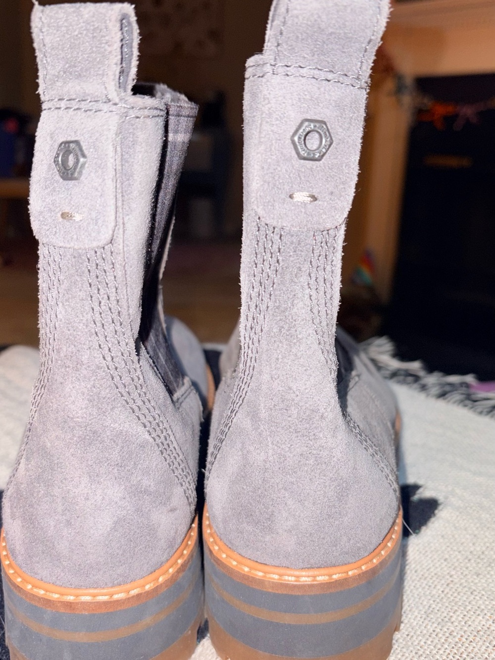 Timberland Grey Suede Chelsea Platform Winter Boots